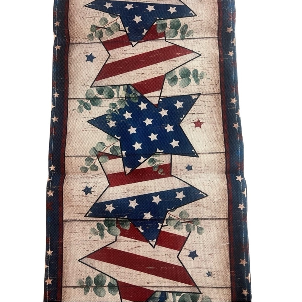 Patriotic Table Runner Red White Blue Stars Stripes